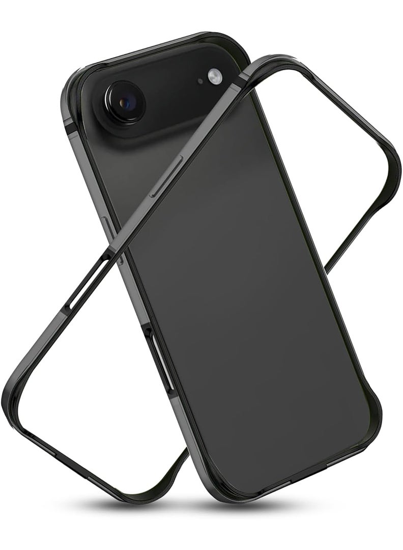 Theodor iPhone 17 Air Aluminum Frame Metal Bumper Frame Slim Hard Case Cover, Metal Frame Armor with Soft Inner Bumper, Raised Edge Protection for iPhone 17 Air 6.5", Black - Image 1